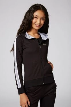 Mesh Stripe Zip Hoodie