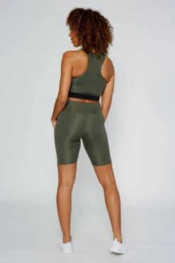 V Mesh Panel Crop Top -Pineapple pineapple v mesh panel crop top khaki tv16290g5 03