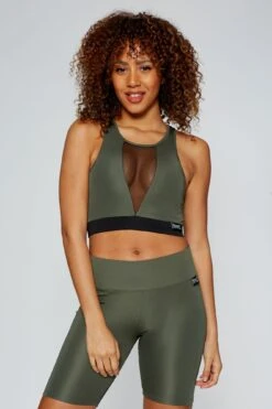 V Mesh Panel Crop Top