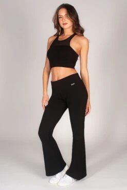 Flare Jersey Trousers -Pineapple women black flare jersey trousers 03