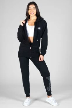 Badge Zip Hoodie -Pineapple womens black badge zip hoodie 03