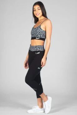 Crop Piping Pocket Legging -Pineapple womens black crop piping pocket leggings 03