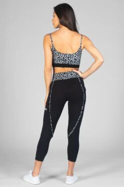 Crop Piping Pocket Legging -Pineapple womens black crop piping pocket leggings 04