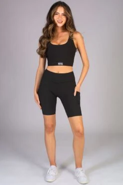 Cycling Shorts With Pocket -Pineapple womens black cycling shorts with pocket PS15790A1 04