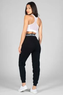 Double Waistband Joggers -Pineapple womens black dbl trackpants 04