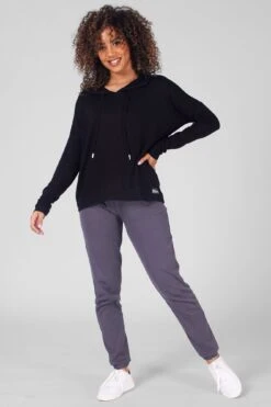 Dip Hem Hoodie -Pineapple womens black dip hem hoodie 03 ba920a48 b852 4ebc 839c 40ef4cdd94a7