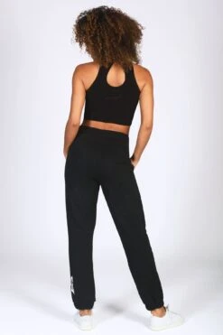 Cuff Joggers -Pineapple womens black joggers with pineapple logo pt18510a1 05