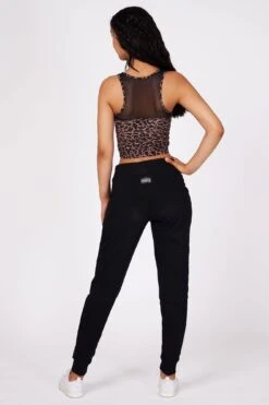 Leopard Stripe Joggers -Pineapple womens black leopard stripe jogger 04
