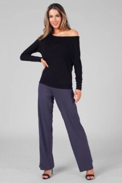 Long Sleeve Dip Back Top -Pineapple womens black long sleeve dip back top 04 68accec5 50ac 4354 ae84 99ef62f131b2