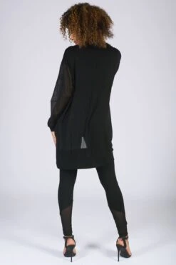 Monroe Longline Mesh Cardigan -Pineapple womens black mesh long cardigan JH00320A1 04