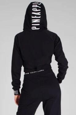 Midi Badge Hoodie -Pineapple womens black midi badge hoodie 03