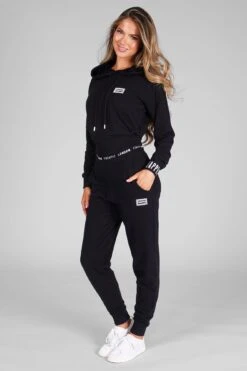 Midi Badge Hoodie -Pineapple womens black midi badge hoodie 05