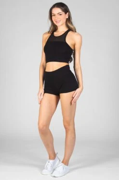 Mesh Panel Crop Top -Pineapple womens black monroe crop top 04