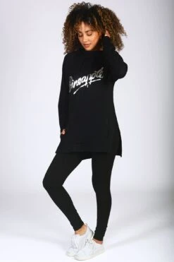 Side Slit Hoodie -Pineapple womens black pineapple logo hoodie with side slit th16160a1 03 8128bd0a b617 41c1 9fc0 79fbaf713886