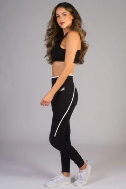 Stripe Piping Leggings -Pineapple womens black piping leggings with white stripe PT18580A1 03 aed6e5de d66b 40a1 a558 bf1f98dbbf7b