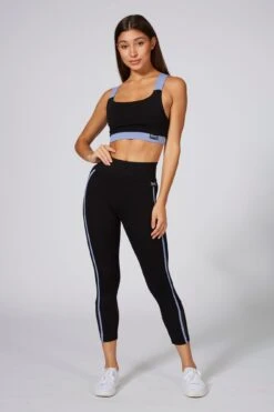 Piping Mesh Crop Leggings -Pineapple womens black piping mesh leggings 02