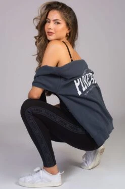 Tape Leggings -Pineapple womens black tape leggings PT18600A1 03