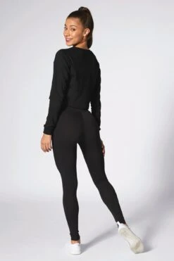 Wide Band Leggings -Pineapple womens black wide band leggings 04