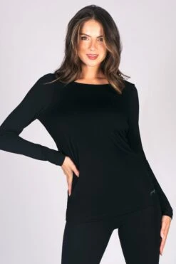 Reversible Wrap Long Sleeve Jersey Top -Pineapple womens black wrap long sleeve jersey top 03 02c32ff3 e83d 40a1 ac2e 619b1294e38c
