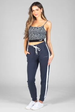 Skinny Stripe Joggers -Pineapple womens charcoal stripe skinny joggers 03