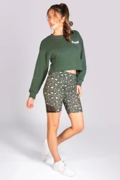 Leopard Cycling Shorts -Pineapple womens khaki leopard cycling shorts 03