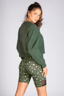 Leopard Cycling Shorts -Pineapple womens khaki leopard cycling shorts 04