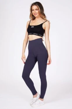 High Waist Leggings -Pineapple womens navy high waist legging 03