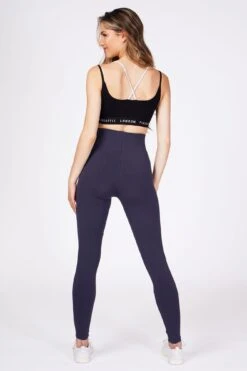 High Waist Leggings -Pineapple womens navy high waist legging 04