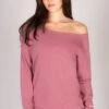 Off Shoulder Longline Sweat Top