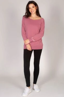 Off Shoulder Longline Sweat Top -Pineapple womens pink off shoulder longline sweat top 03