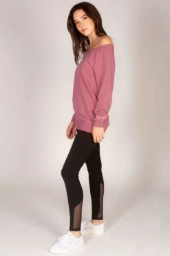 Off Shoulder Longline Sweat Top -Pineapple womens pink off shoulder longline sweat top 04
