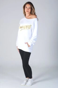 Monster Glitter Logo Oversized Sweater -Pineapple womens white glitter logo monster sweater 04 c1fa7932 74fb 427a 8eb0 fe0f3be48ed2