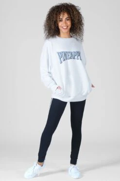Oversized Logo Sweat Top -Pineapple womens white oversized logo sweat top 03