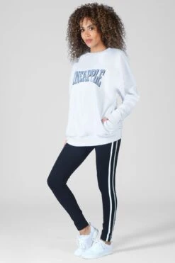 Oversized Logo Sweat Top -Pineapple womens white oversized logo sweat top 04