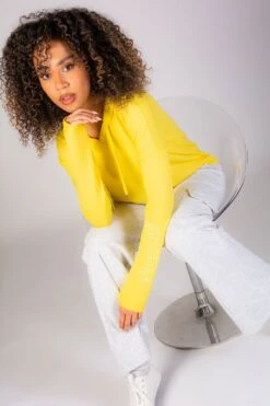 Logo Dip Hem Hoodie -Pineapple womens yellow logo dip hem hoodie 04 80bae19f 97d1 49e7 8690 ae19dd0a1f63